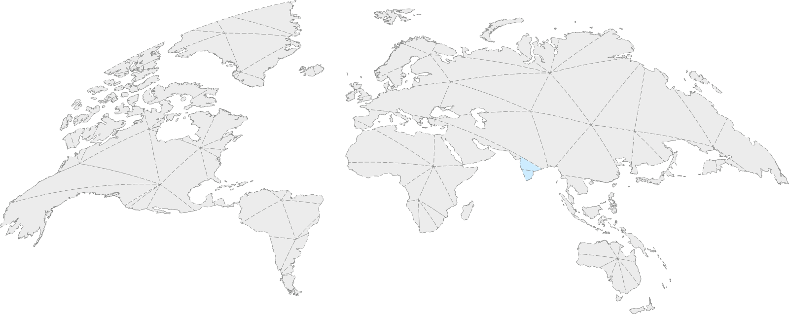 World map showing XOOM’s global user reach and connections